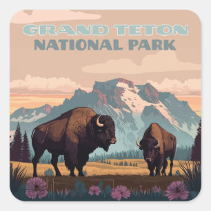 Grand Teton Nationalpark Jackson Wyoming Mountain Quadratischer Aufkleber