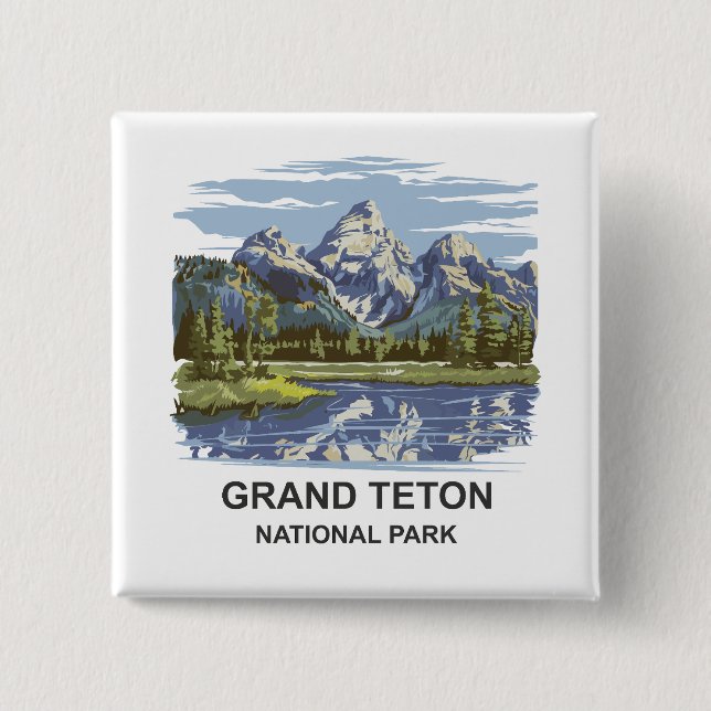 Grand Teton Nationalpark Landschaft Button (Vorderseite)