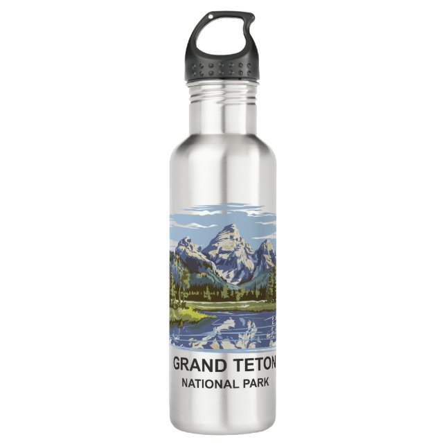 Grand Teton Nationalpark Landschaft Edelstahlflasche (Vorderseite)