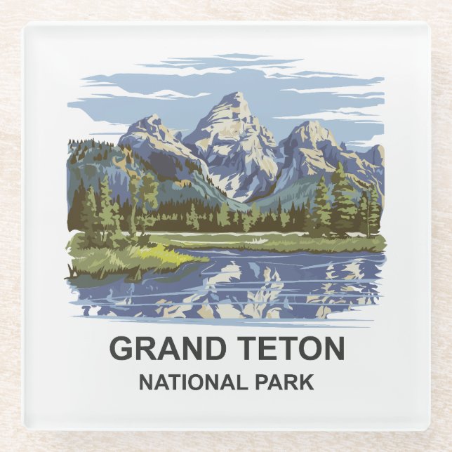 Grand Teton Nationalpark Landschaft Glasuntersetzer (Vorderseite)