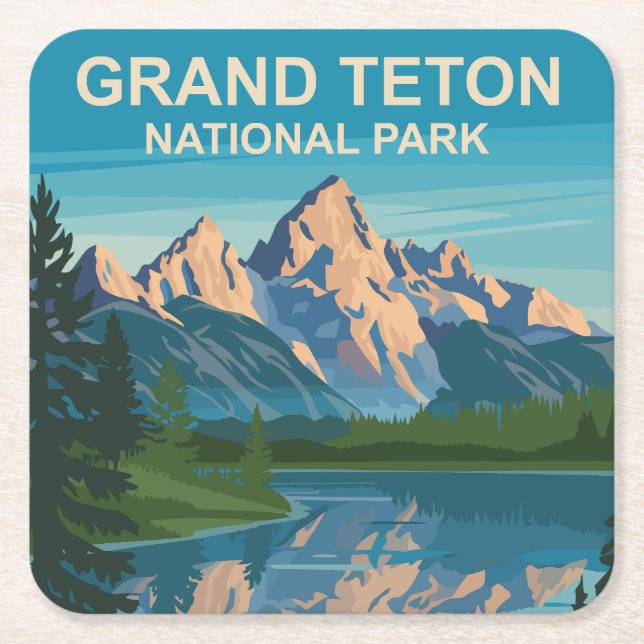 Grand Teton Nationalpark Landschaftsbild Rechteckiger Pappuntersetzer (Vorderseite)