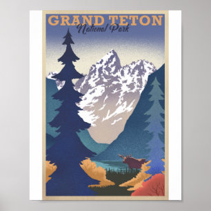 Grand Teton Nationalpark Litho Artwork Poster