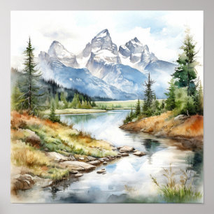 Grand Teton Nationalpark Malerei Druck Poster