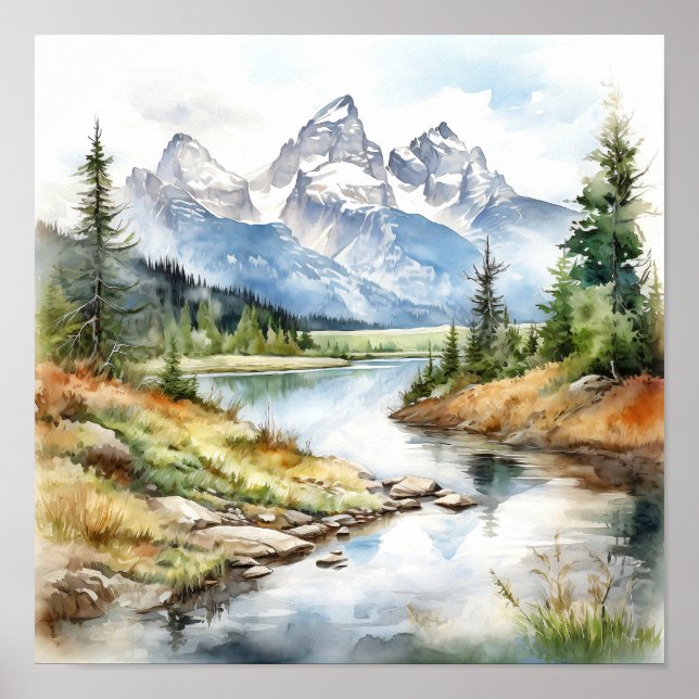 Grand Teton Nationalpark Malerei Druck Poster (Vorne)