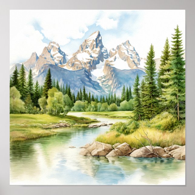 Grand Teton Nationalpark Malerei Druck Poster (Vorne)