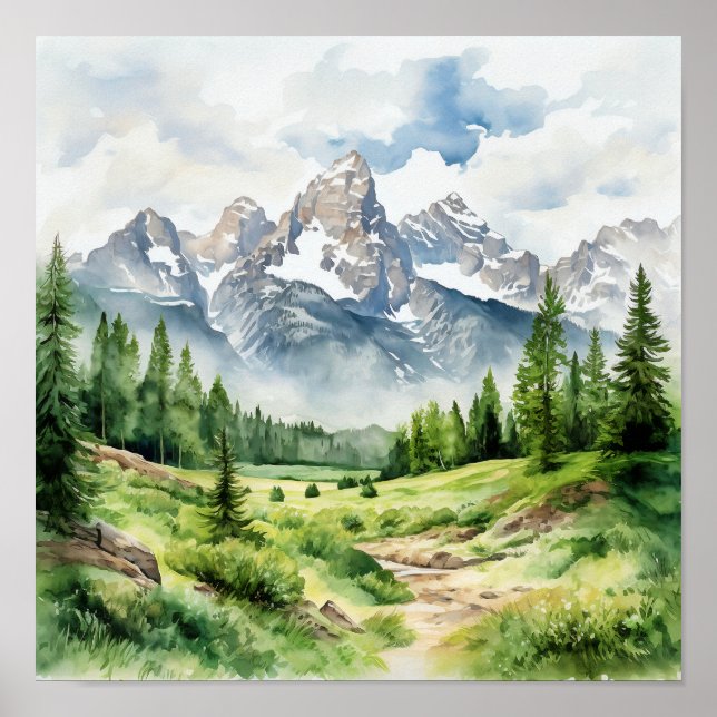 Grand Teton Nationalpark Malerei Druck Poster (Vorne)