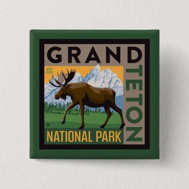 Grand Teton Nationalpark Moose Button (Vorderseite)