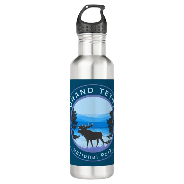 Grand Teton Nationalpark Moose Edelstahlflasche (Vorderseite)