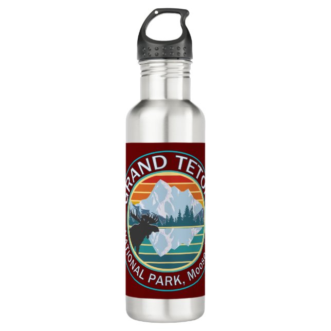 Grand Teton Nationalpark Moose Edelstahlflasche (Vorderseite)