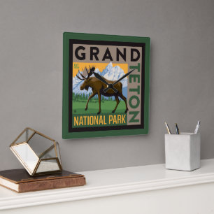 Grand Teton Nationalpark Moose Quadratische Wanduhr