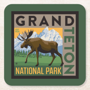 Grand Teton Nationalpark Moose Rechteckiger Pappuntersetzer