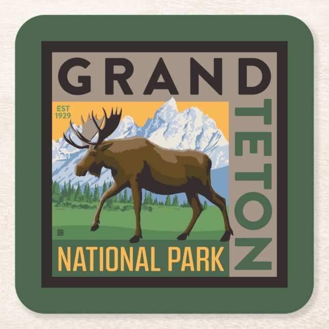Grand Teton Nationalpark Moose Rechteckiger Pappuntersetzer (Vorderseite)