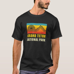 Grand Teton Nationalpark Retro Art Mountain Sun T-Shirt