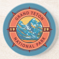 Grand Teton Nationalpark Retro Kompass Emblem