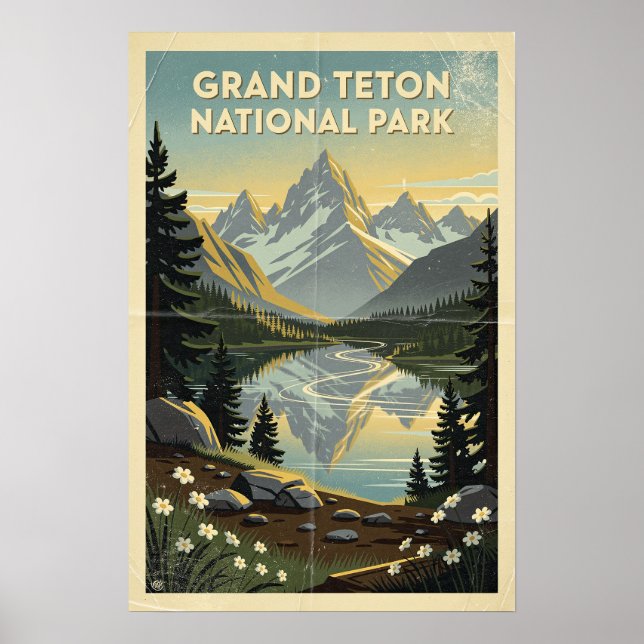 Grand Teton Nationalpark Retro Poster (Vorne)