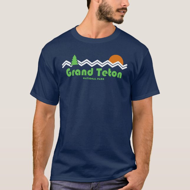 Grand Teton Nationalpark Retro T-Shirt (Vorderseite)