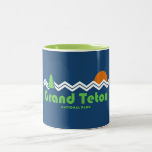 Grand Teton Nationalpark Retro Zweifarbige Tasse