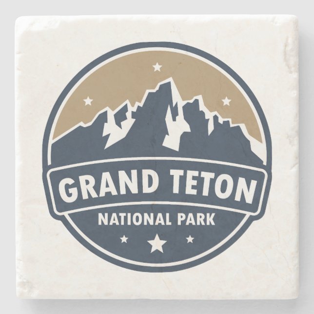 Grand Teton Nationalpark Runde Emblem Steinuntersetzer (Vorderseite)