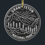 Grand Teton Nationalpark Vintag Monoline Keramik Ornament<br><div class="desc">Grand Teton Monoline Design. Der Park umfasst die wichtigsten Gipfel der Teton Range sowie die meisten der nördlichen Teile des Tals,  bekannt als Jackson Hole.</div>