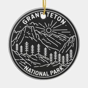 Grand Teton Nationalpark Vintag Monoline Keramik Ornament