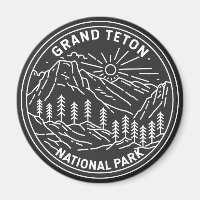 Grand Teton Nationalpark Vintag Monoline