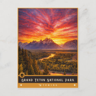Grand-Teton-Nationalpark Vintage Postkarte