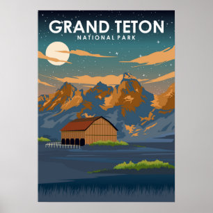 Grand Teton Nationalpark Vintage-Reiseposter Poster