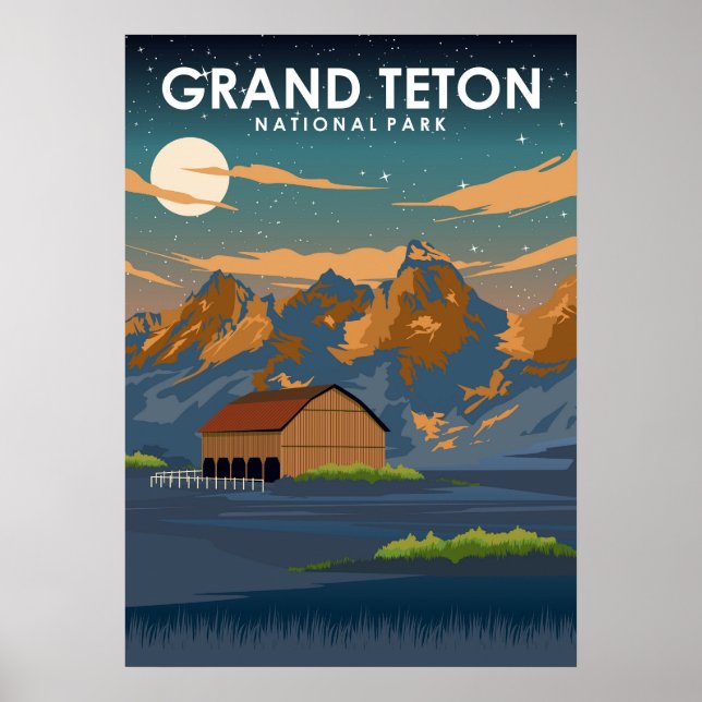 Grand Teton Nationalpark Vintage Travel Poster (Vorne)