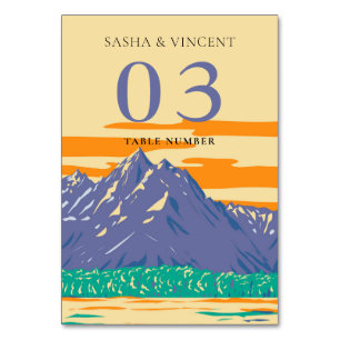Grand Teton Nationalpark Wedding Retro Tischnummer