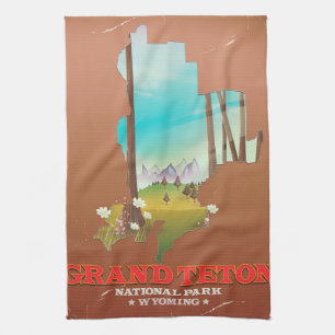 Grand Teton Nationalpark Wyoming Karte Geschirrtuch