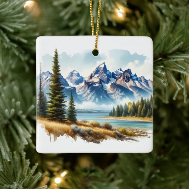 Grand Teton Nationalpark Wyoming Keramikornament (Baum)