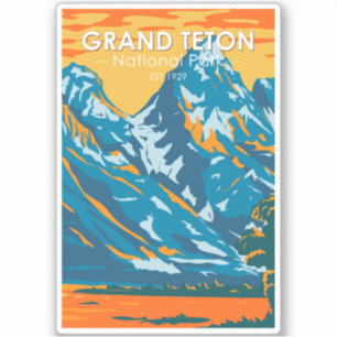 Grand Teton Nationalpark Wyoming Retro Aufkleber