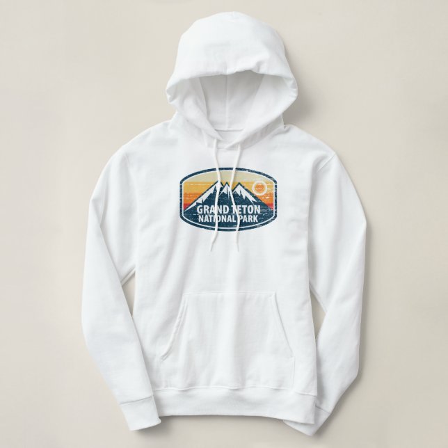 Grand Teton Nationalpark Wyoming Retro erschüttert Hoodie (Design vorne)
