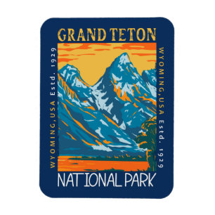 Grand Teton Nationalpark Wyoming Retro erschüttert Magnet