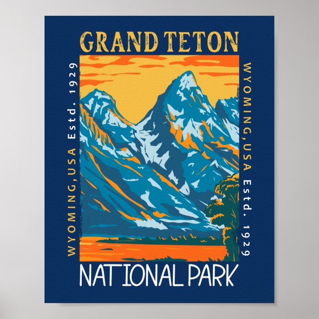 Grand Teton Nationalpark Wyoming Retro erschüttert Poster (Vorne)