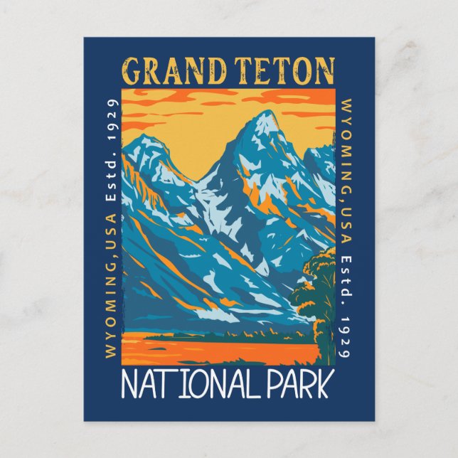 Grand Teton Nationalpark Wyoming Retro erschüttert Postkarte (Vorderseite)