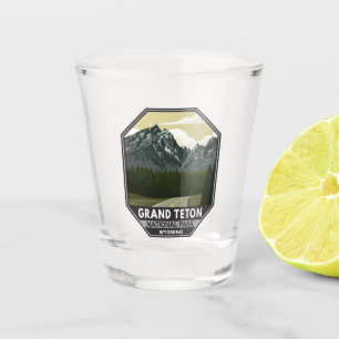 Grand Teton Nationalpark Wyoming Road Vintag Schnapsglas