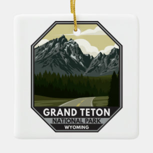 Grand-Teton-Nationalpark Wyoming Straße Vintage Keramikornament