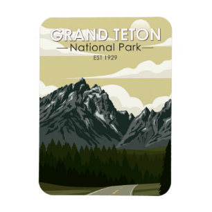 Grand-Teton-Nationalpark Wyoming Straße Vintage Magnet