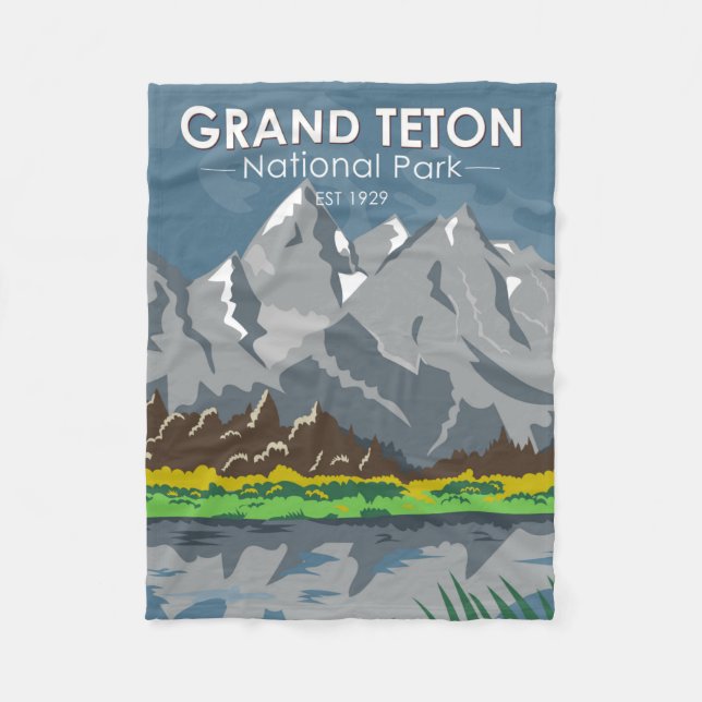 Grand Teton Nationalpark Wyoming Vintag Fleecedecke (Vorderseite)