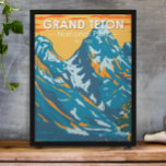 Grand Teton Nationalpark Wyoming Vintag Poster<br><div class="desc">Grand Teton Vektorgrafik in einem Fensterstil. Der Park umfasst die wichtigsten Gipfel der Teton Range sowie die meisten der nördlichen Teile des Tals,  bekannt als Jackson Hole.</div>