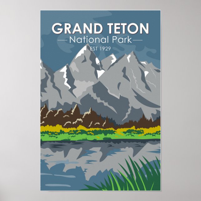 Grand Teton Nationalpark Wyoming Vintag Poster (Vorne)