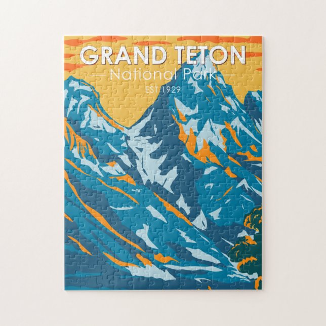 Grand Teton Nationalpark Wyoming Vintag  Puzzle (Vertikal)
