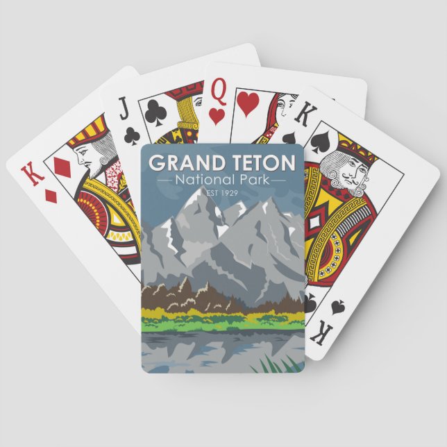Grand Teton Nationalpark Wyoming Vintag Spielkarten (Rückseite)