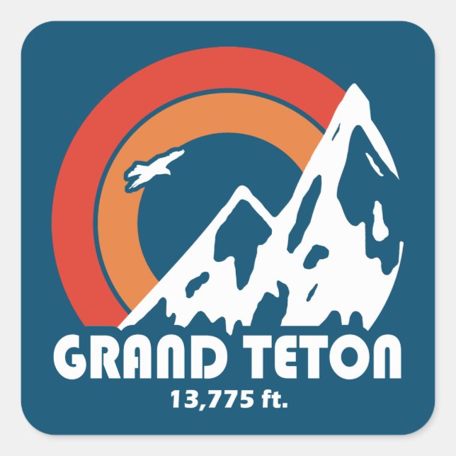 Grand Teton Sun Eagle Quadratischer Aufkleber (Vorderseite)