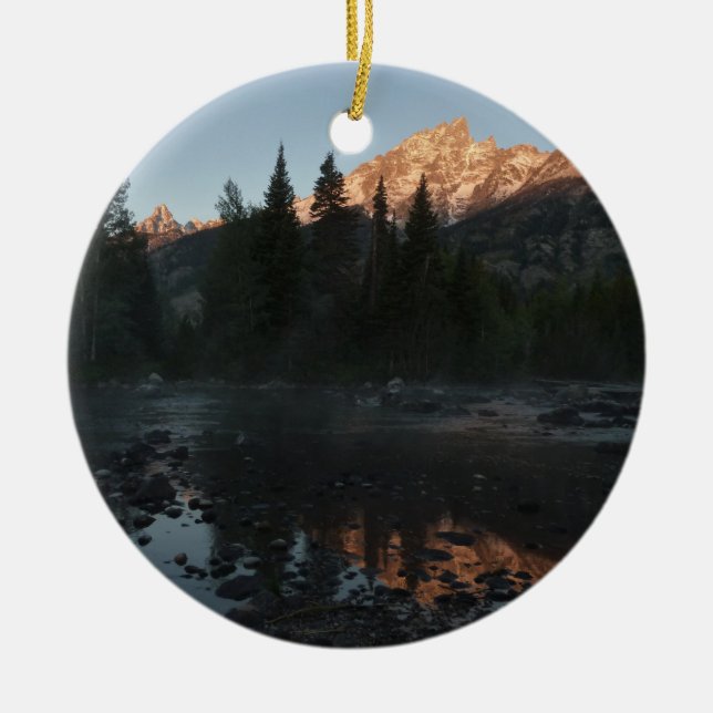 Grand Teton Sunrise in Cottonwood Creek Keramik Ornament (Vorne)