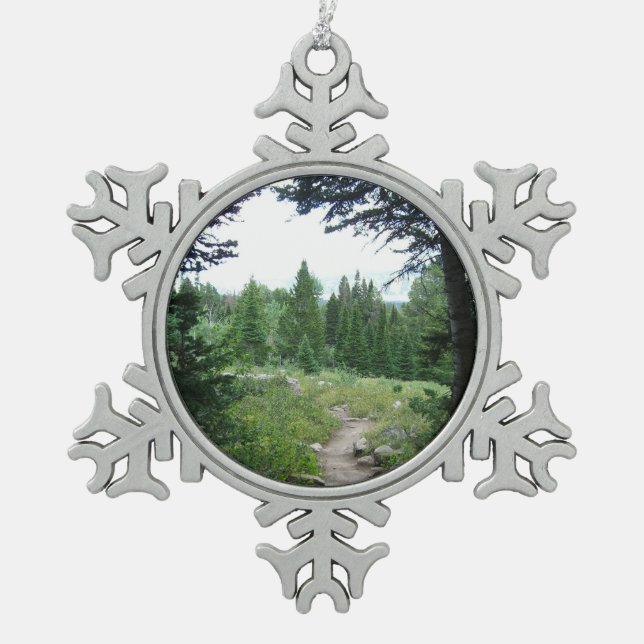 Grand Teton Trail Schneeflocken Zinn-Ornament (Vorderseite)
