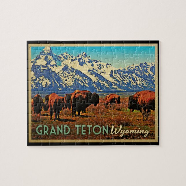 Grand Teton Wyoming Buffalo Puzzle (Horizontal)