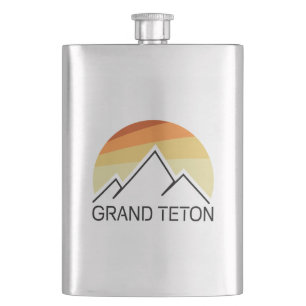 Grand Teton Wyoming Retro Flachmann