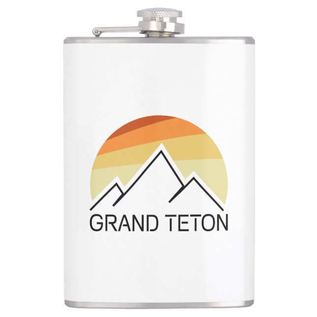 Grand Teton Wyoming Retro Flachmann (Vorderseite)